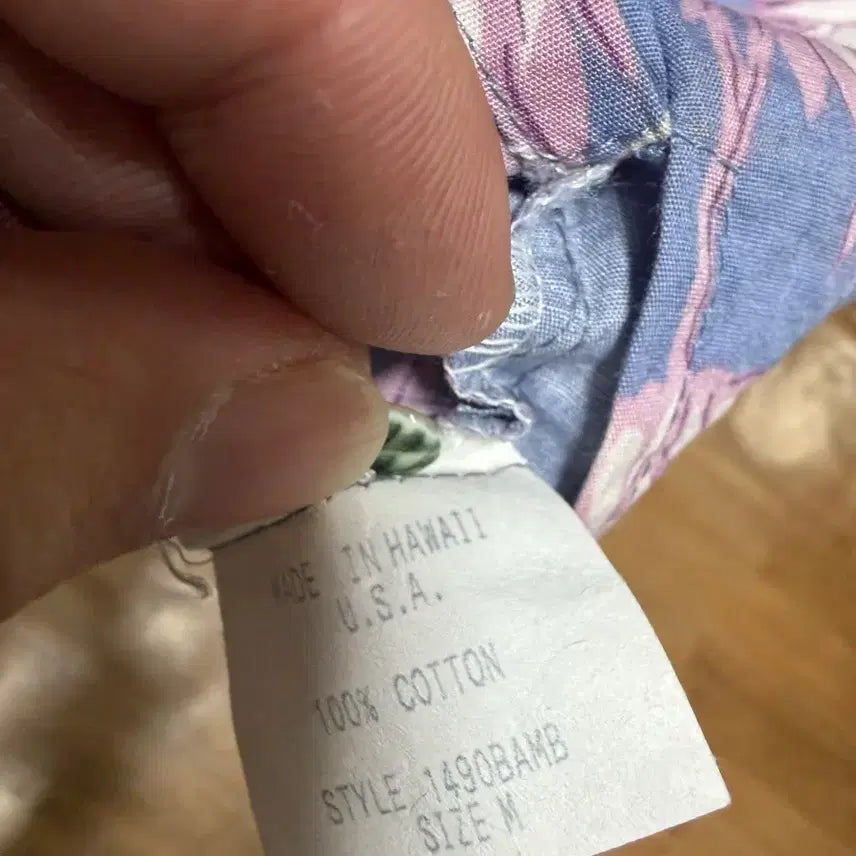 [BUNJANG] NEWT Vintage Hawaiian Aloha Shirt Lavender Blue Floral Cotton M / [M] 90s USA 하와이산 빈티지 아로하 셔츠