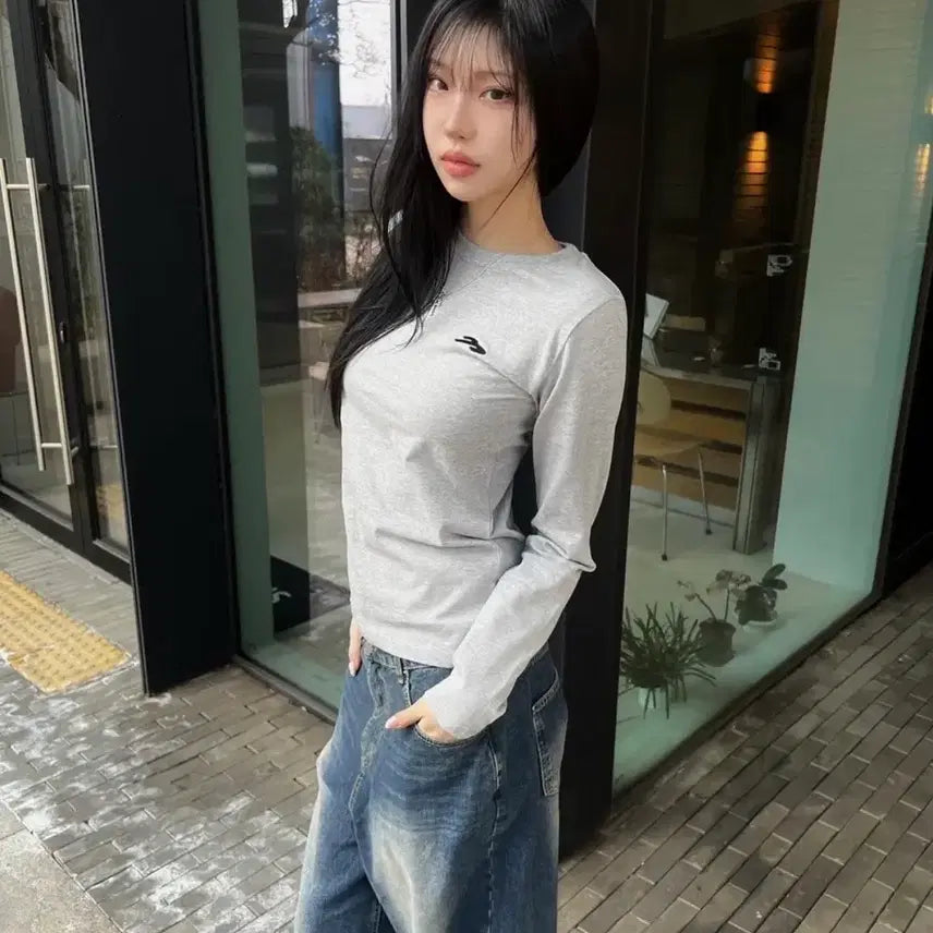 [BUNJANG] PONY Hotfix Long Sleeve T-Shirt (Gray) / 새상품)탄산마그네슘 포니 핫픽스 롱슬리브 (그레이) 판매합니다./긴소매