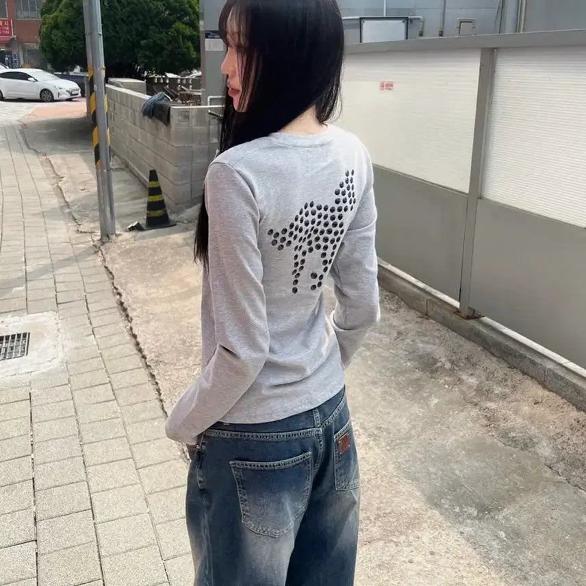 [BUNJANG] PONY Hotfix Long Sleeve T-Shirt (Gray) / 새상품)탄산마그네슘 포니 핫픽스 롱슬리브 (그레이) 판매합니다./긴소매