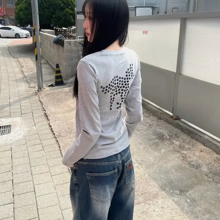 [BUNJANG] PONY Hotfix Long Sleeve T-Shirt (Gray) / 새상품)탄산마그네슘 포니 핫픽스 롱슬리브 (그레이) 판매합니다./긴소매