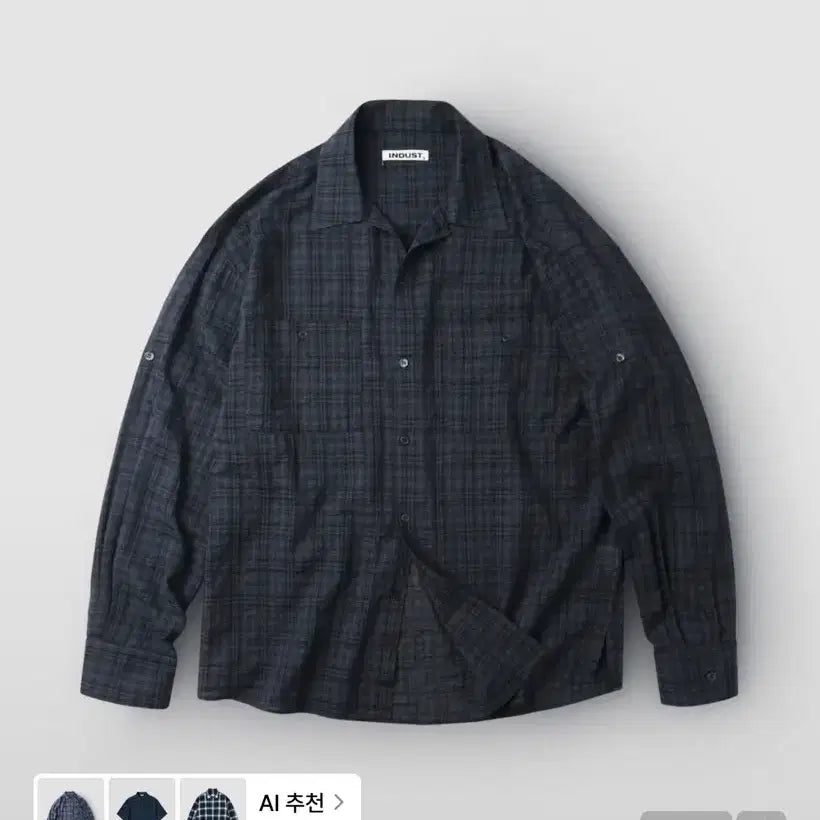 [BUNJANG] Industr Develop Monaco Roll-Up Check Shirt L / (1회착용) 인더스트 디벨롭 모나코 롤업 체크 셔츠 L