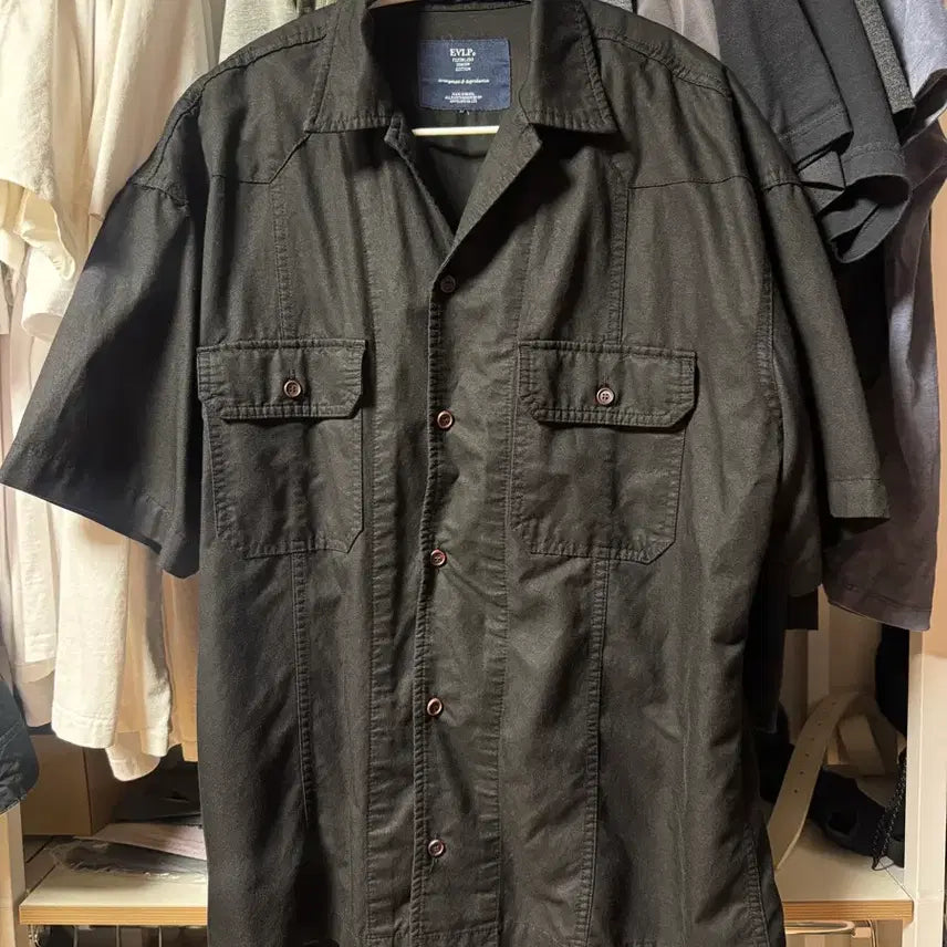 [BUNJANG] ENVELOPE Rayon Short Sleeve Shirt Black / 3) 엔벨로프 레이온 반팔 셔츠 블랙