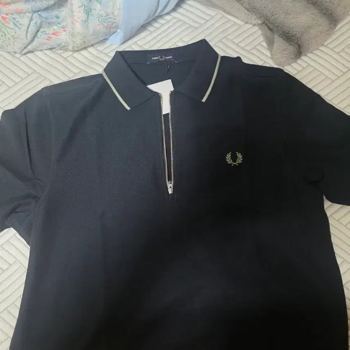 [BUNJANG] Fred Perry Crepe Flo Shirt L Navy / 프레드 페리 L 네이비 크레이프 플로셔츠
