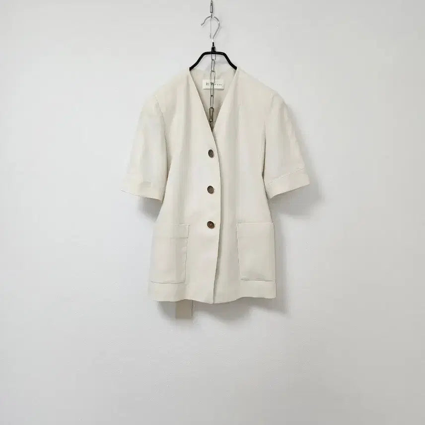 [BUNJANG] It MICHAA Linen 100% Collarless Jacket Beige / 잇미샤 린넨100% 자켓55