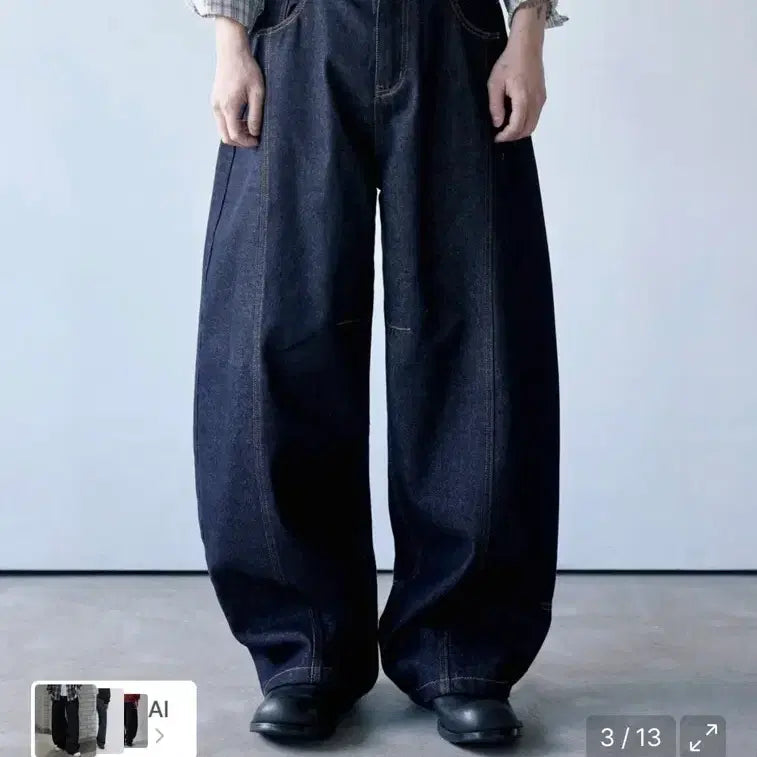 [BUNJANG] Industrial Barrel Fit Cut Non-Fade Denim Pants L / (1회착용) 인더스트 배럴핏 절개 논페이드 데님팬츠 L