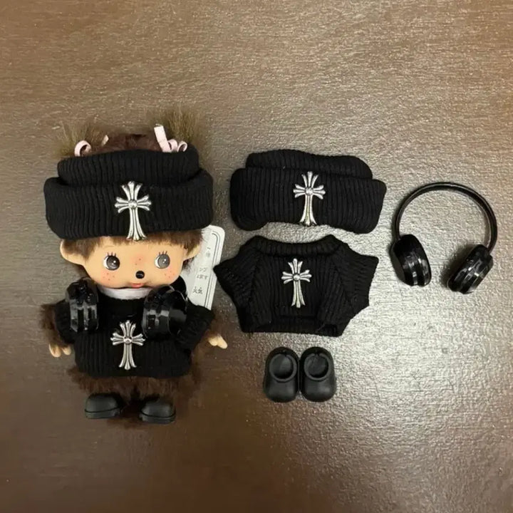 [BUNJANG] Monchhichi Chrome Hearts Clothing Set / 몬치치 크롬하츠 옷세트 베베치치 베비치치 대두몬치치