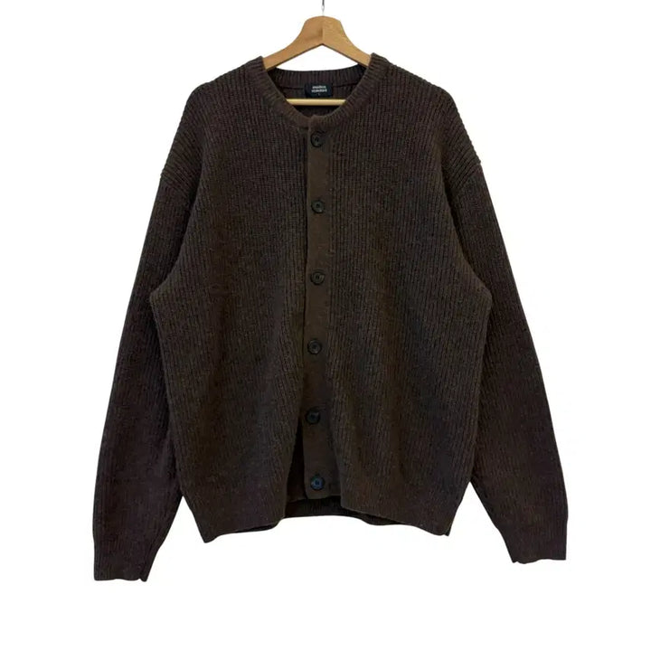[BUNJANG] Mood Standard Ribbed Roundneck Cardigan Brown L / 무탠다드 리브드 라운드넥 가디건 브라운 L 정품