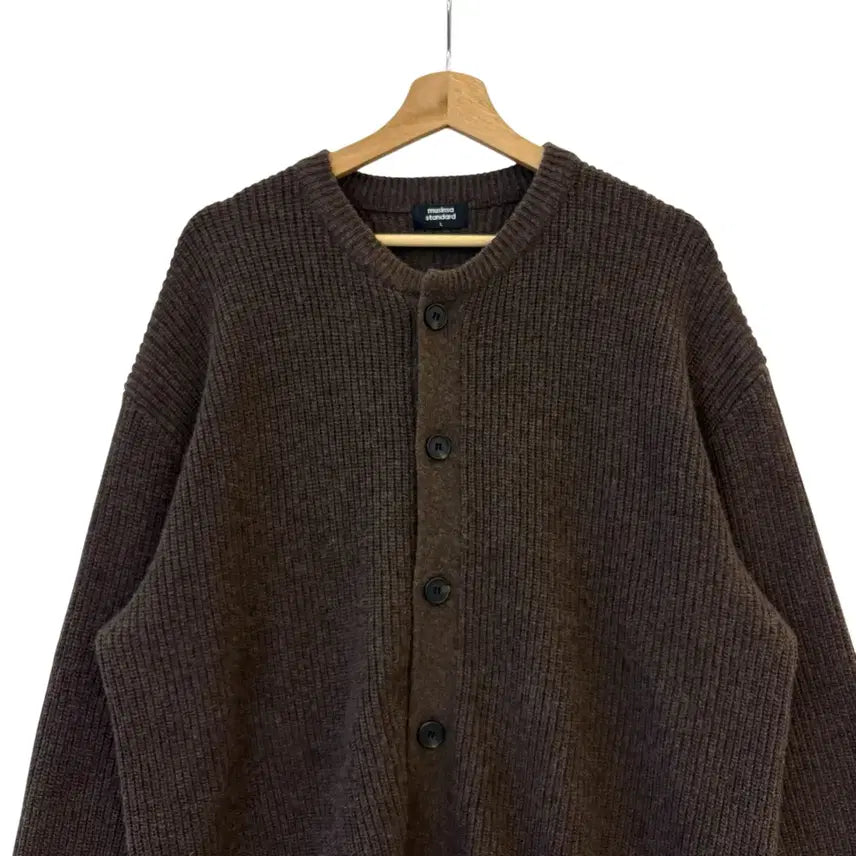[BUNJANG] Mood Standard Ribbed Roundneck Cardigan Brown L / 무탠다드 리브드 라운드넥 가디건 브라운 L 정품