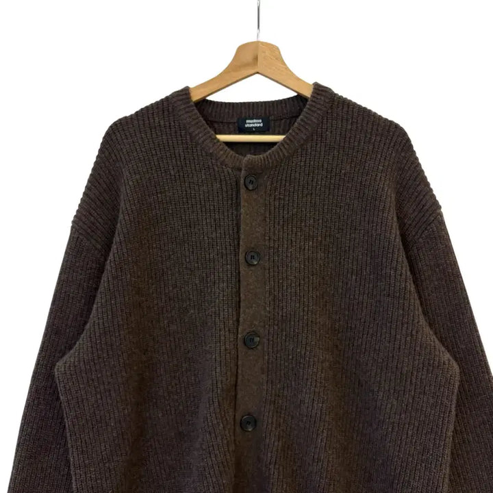 [BUNJANG] Mood Standard Ribbed Roundneck Cardigan Brown L / 무탠다드 리브드 라운드넥 가디건 브라운 L 정품