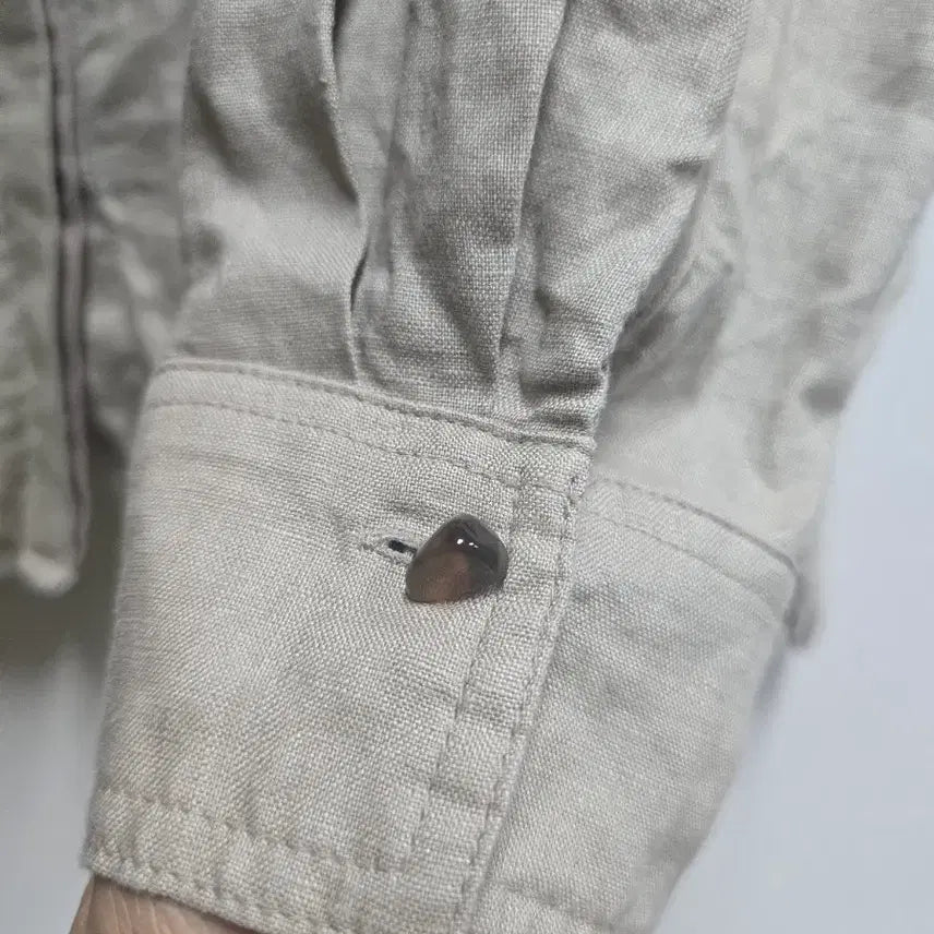 [BUNJANG] The Edge Linen Shirt Beige Size 55 / 더 엣지 린넨 셔츠 베이지 55