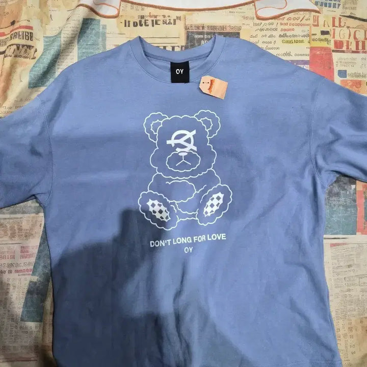 [BUNJANG] OY Bear Graphic Short Sleeve T-Shirt Blue / OY 곰돌이 그래픽 반팔 티셔츠 블루