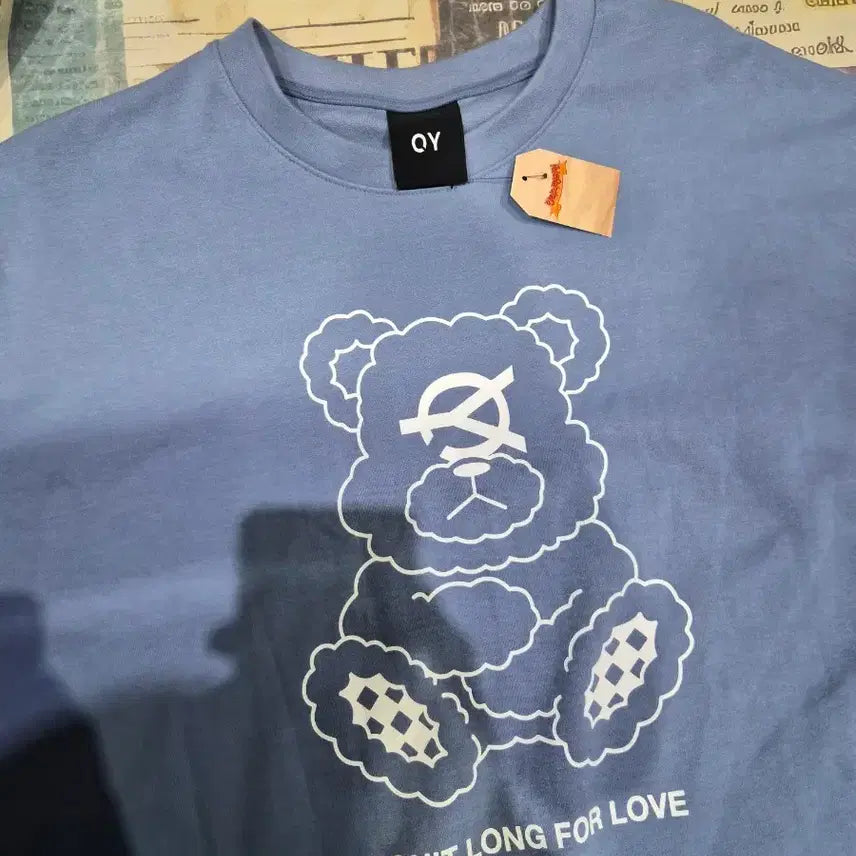 [BUNJANG] OY Bear Graphic Short Sleeve T-Shirt Blue / OY 곰돌이 그래픽 반팔 티셔츠 블루