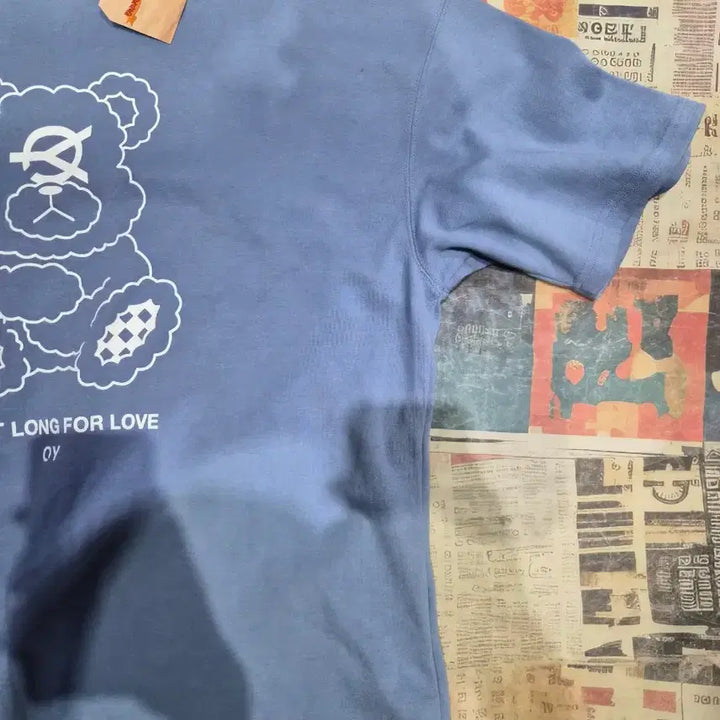 [BUNJANG] OY Bear Graphic Short Sleeve T-Shirt Blue / OY 곰돌이 그래픽 반팔 티셔츠 블루