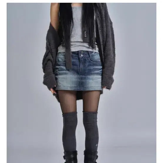 [BUNJANG] AZZONE Autumn Skirt Navy S / 애즈온 어텀 스커트 네이비 S