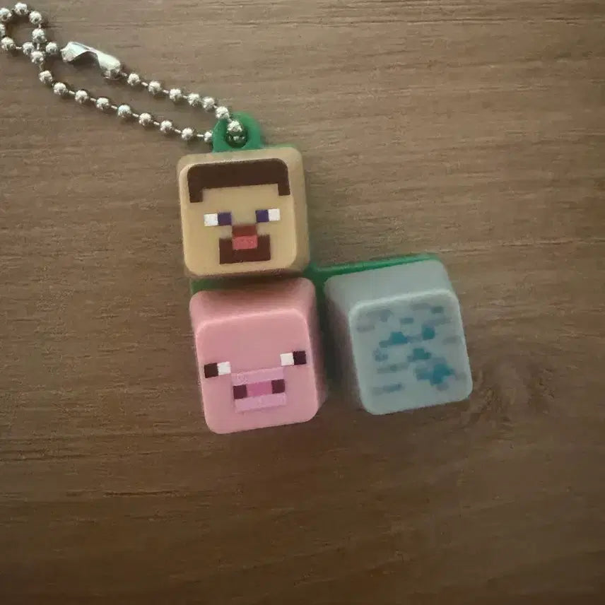 [BUNJANG] Minecraft Steve &amp; Pig Keycap Keyring / 마인크래프트 키캡 키링