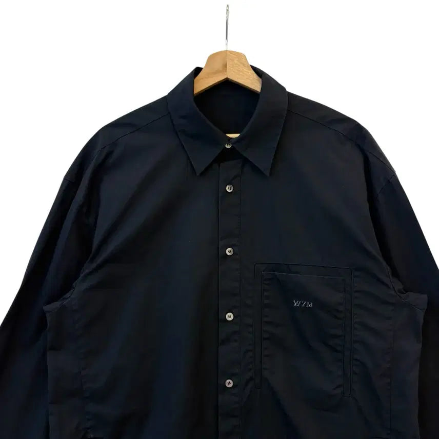 [BUNJANG] Wooyoungmi Cotton Back Logo Shirt Black 48 / 우영미 코튼 백로고 셔츠 블랙 48 정품