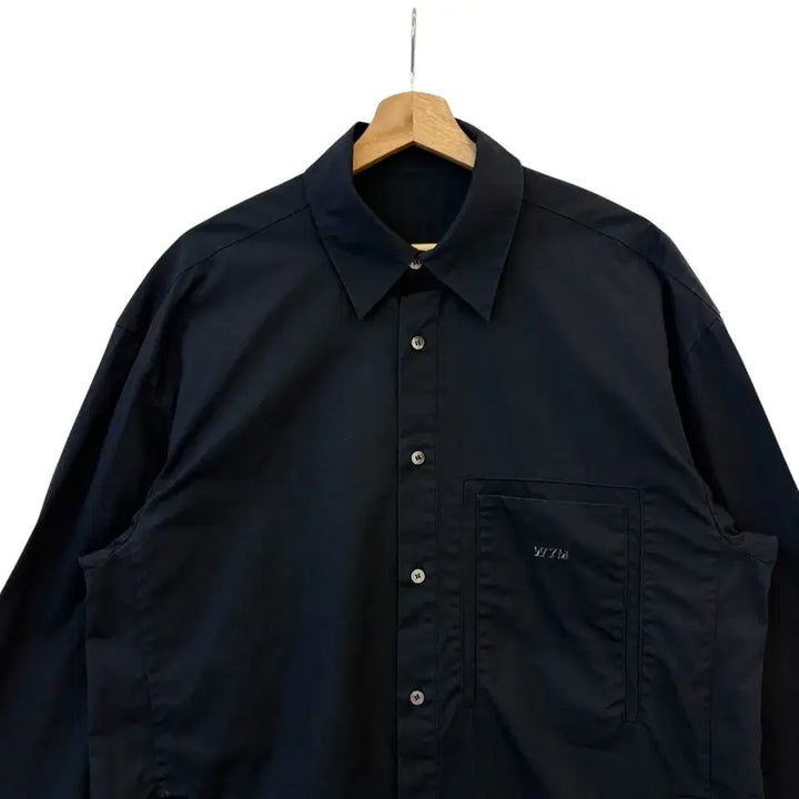 [BUNJANG] Wooyoungmi Cotton Back Logo Shirt Black 48 / 우영미 코튼 백로고 셔츠 블랙 48 정품