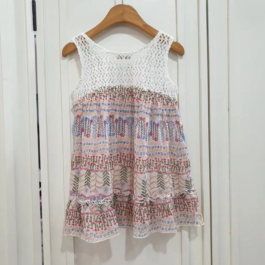 [BUNJANG] Perla Bambini 120 White Patterned Dress / 120 페를라 밤비니 원피스 화이트 패턴