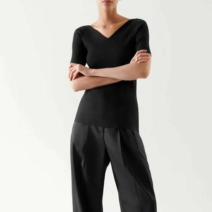 [BUNJANG] COS Knitted V-Neck Top Black XS / 코스 니티드 브이넥 탑