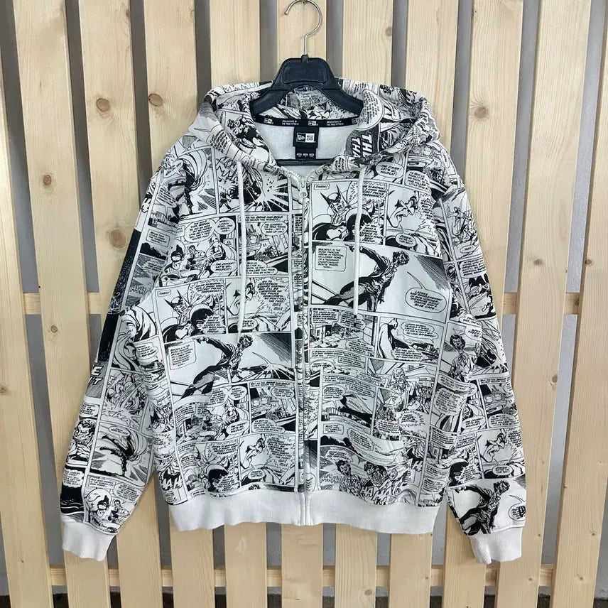 [BUNJANG] New Era Cartoon Print Hoodie Zip-Up / (M) 뉴에라 카툰 만화 프린팅 후드집업