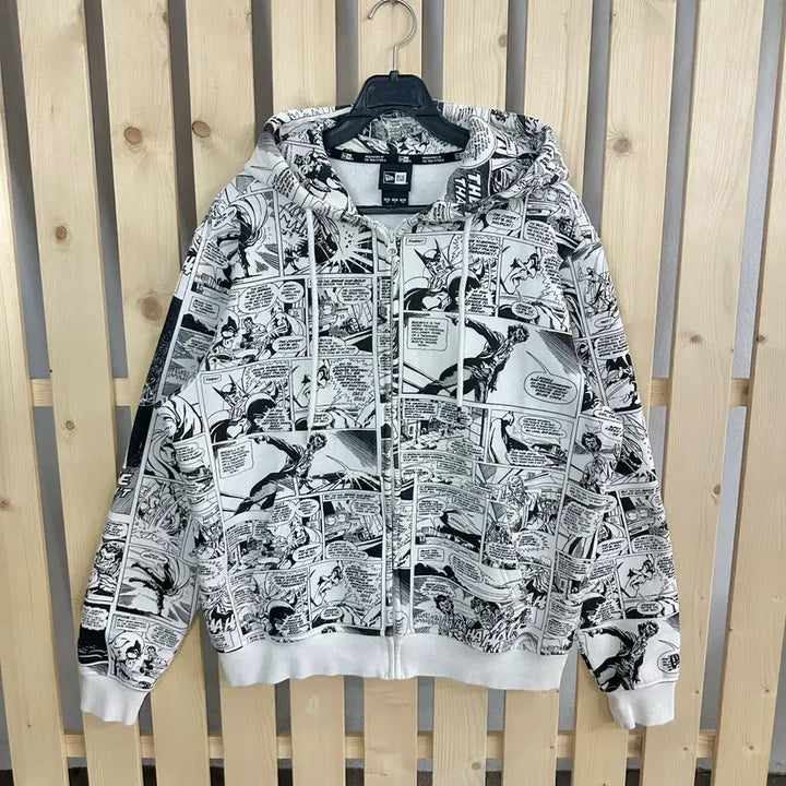 [BUNJANG] New Era Cartoon Print Hoodie Zip-Up / (M) 뉴에라 카툰 만화 프린팅 후드집업