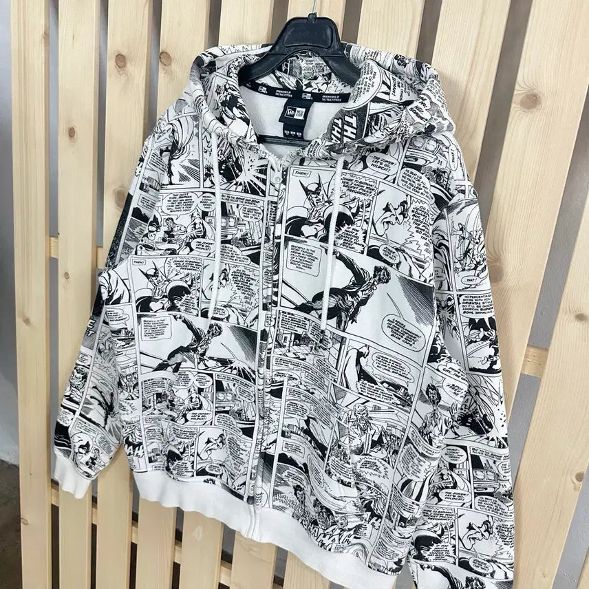 [BUNJANG] New Era Cartoon Print Hoodie Zip-Up / (M) 뉴에라 카툰 만화 프린팅 후드집업