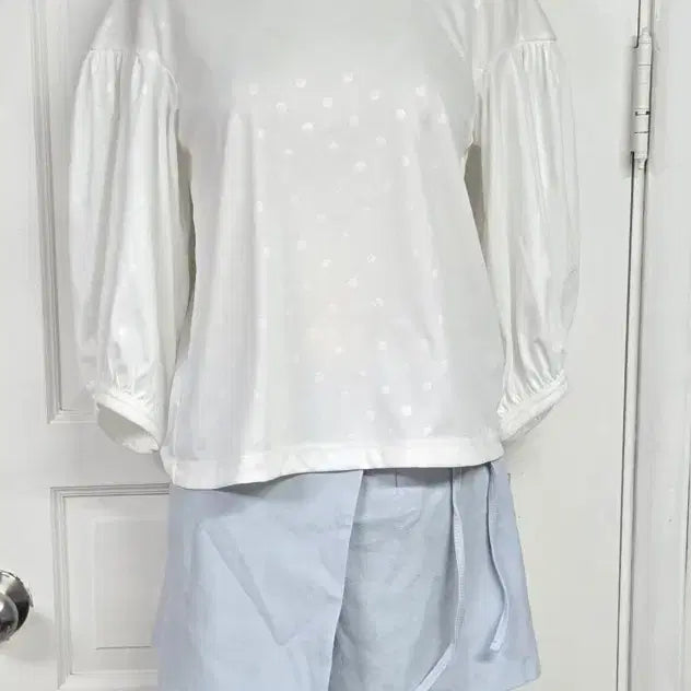 [BUNJANG] Comme des Garçons Dot Pattern Puff Sleeve T-Shirt White / 꼼데가르송 도트 화이트 티셔츠