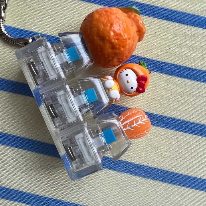 [BUNJANG] Hello Kitty "Hallabong Mandarin" LED Keyboard Keycap Keychain - New / LED 3구. 한라봉 감귤 키티 키캡키링-새상품, 제작상품