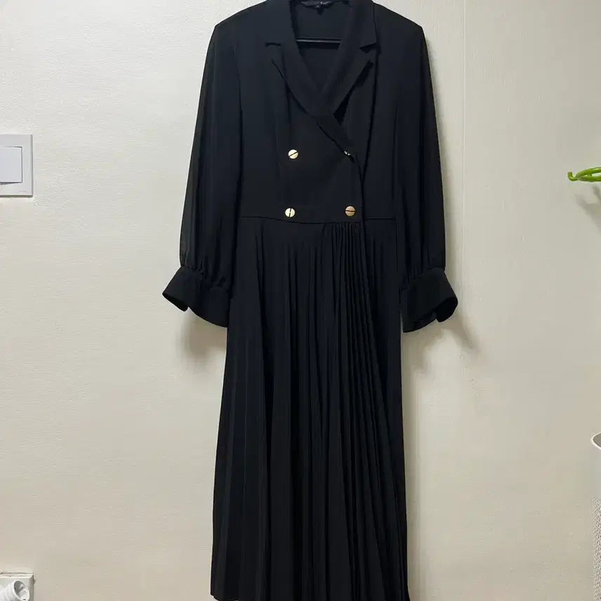 [BUNJANG] G-cut Sheer Sleeve Long Dress Black / 지컷 팔 시스루 롱 원피스 55
