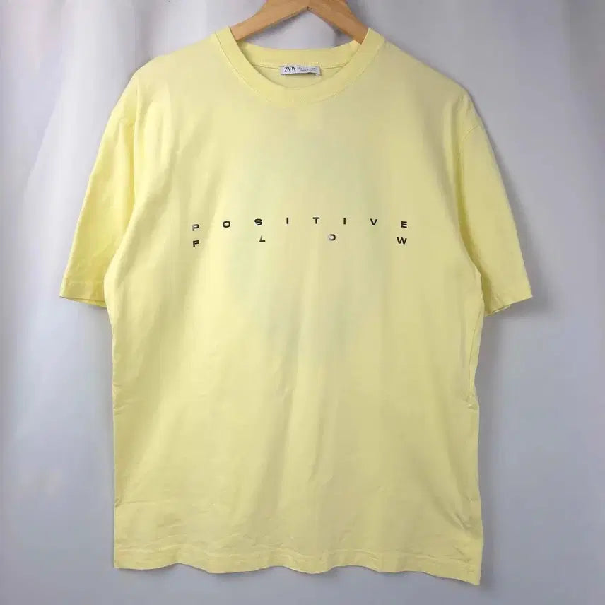 [BUNJANG] Zara Printed Short Sleeve T-Shirt Light Yellow / 여M-L 자라 프린팅 반팔 티셔츠 연노랑