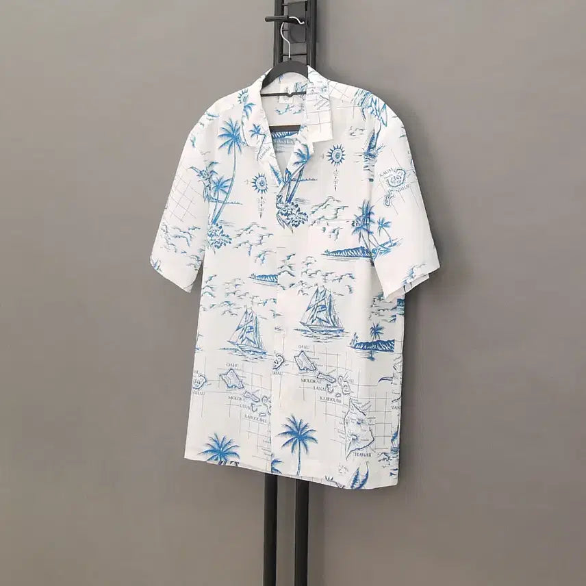 [BUNJANG] Royal Hawaiian Creations Old Hawaiian Shirt Map &amp; Sailboat Pattern / RoyalCreations 90&