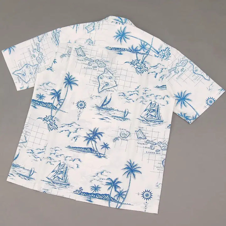 [BUNJANG] Royal Hawaiian Creations Old Hawaiian Shirt Map &amp; Sailboat Pattern / RoyalCreations 90&