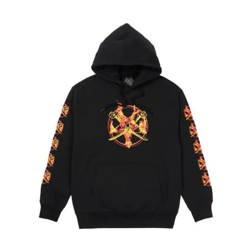 [BUNJANG] Palace Flame Hooded Sweatshirt Black L / 팔라스 플레임드 후드 블랙 L