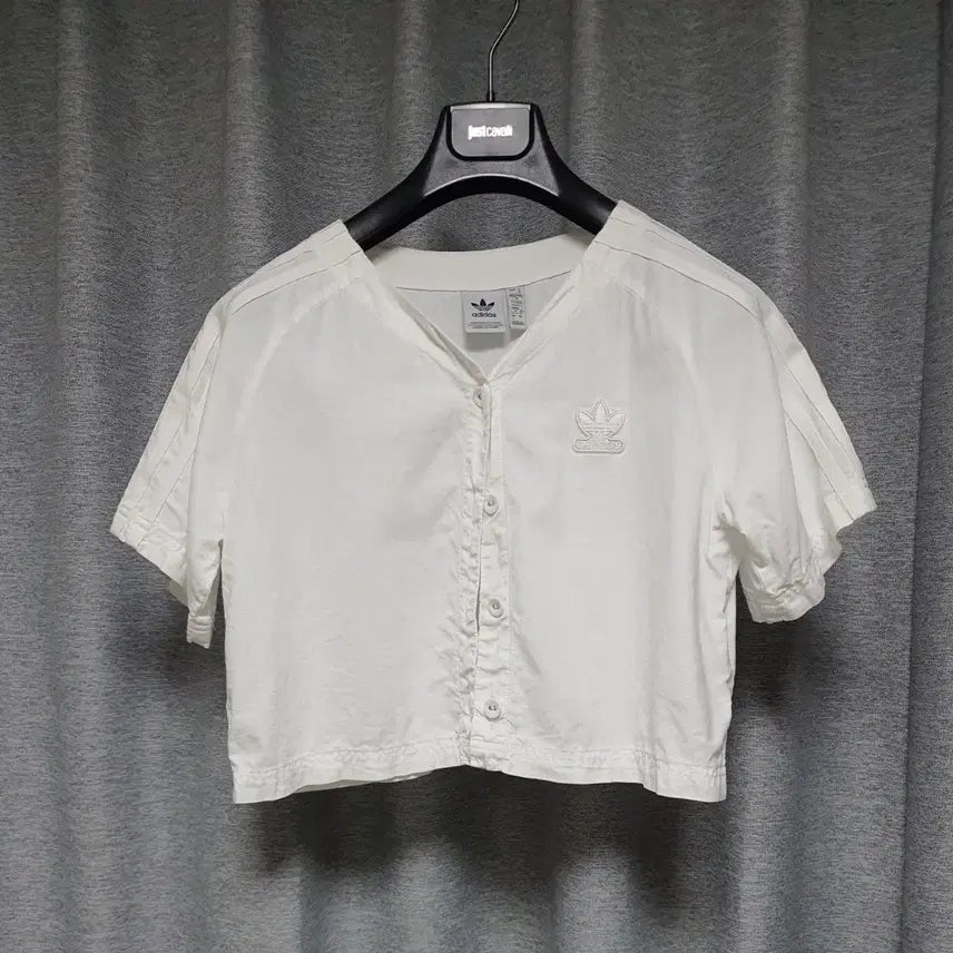 [BUNJANG] Adidas Linen Blend Baseball Cropped Button Jacket - Size S / adidas 아디다스 베이스볼 린넨 혼방 크롭 버튼 티셔츠 자켓 s