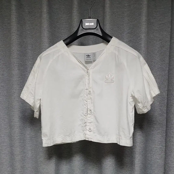 [BUNJANG] Adidas Linen Blend Baseball Cropped Button Jacket - Size S / adidas 아디다스 베이스볼 린넨 혼방 크롭 버튼 티셔츠 자켓 s
