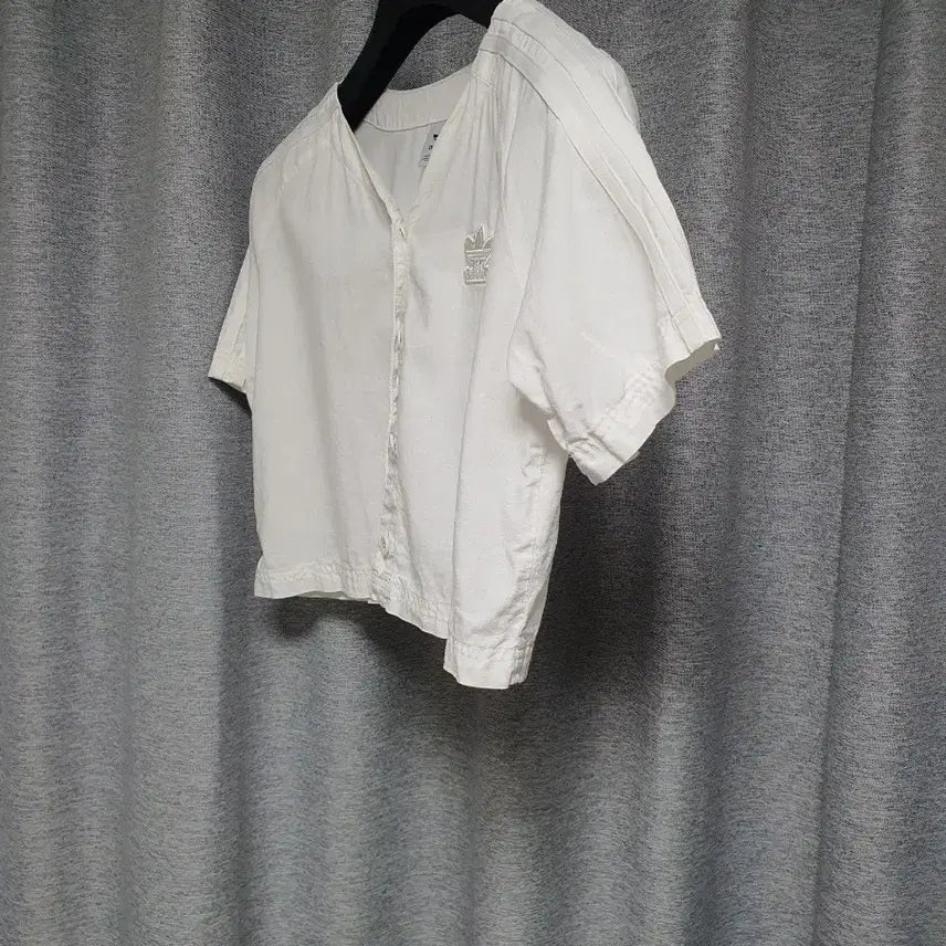 [BUNJANG] Adidas Linen Blend Baseball Cropped Button Jacket - Size S / adidas 아디다스 베이스볼 린넨 혼방 크롭 버튼 티셔츠 자켓 s
