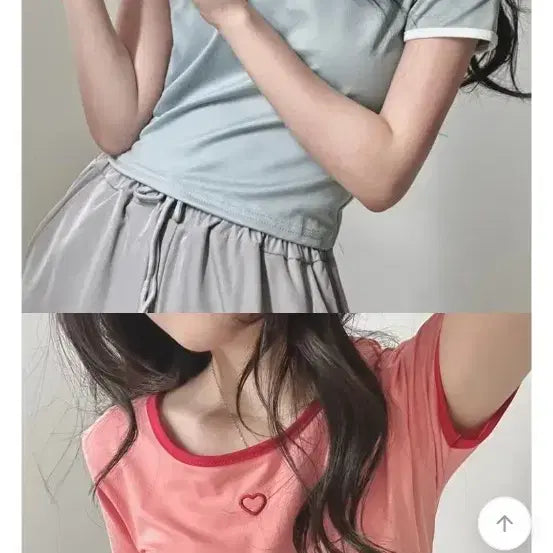 [SOLD OUT] 에이블리 크롭 반팔티 핑크, 블루 일괄가격