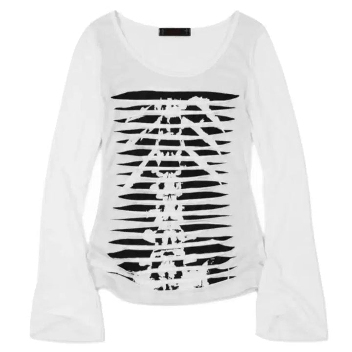 [BUNJANG] us is your us Y13 Skeleton Grunge Layered Long Sleeve White / 유스이즈유어스 레이어드 롱 슬리브