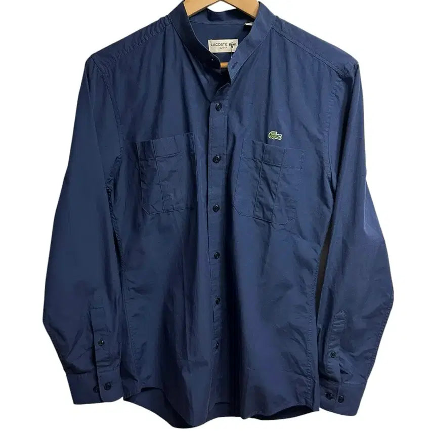 [BUNJANG] Lacoste Navy Cotton Shirt / (새상품)라코스테 차이나카라 투포켓 네이비 코튼 셔츠 38/S/95