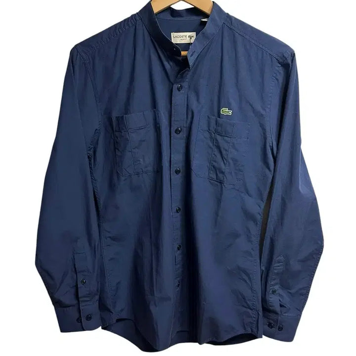 [BUNJANG] Lacoste Navy Cotton Shirt / (새상품)라코스테 차이나카라 투포켓 네이비 코튼 셔츠 38/S/95