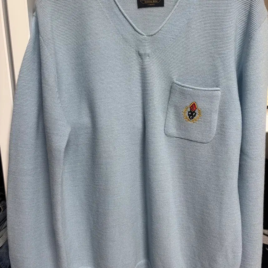 [BUNJANG] Heritage Floss Merino Wool V-Neck Knit Sky Blue XS / 헤리티지플로스 메리노 울 브이넥 니트 스카이블루 xs