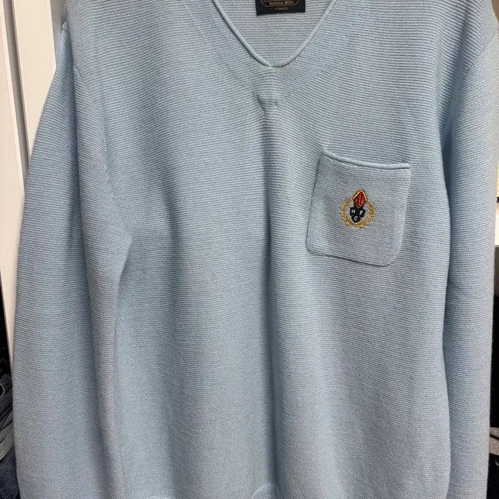 [BUNJANG] Heritage Floss Merino Wool V-Neck Knit Sky Blue XS / 헤리티지플로스 메리노 울 브이넥 니트 스카이블루 xs