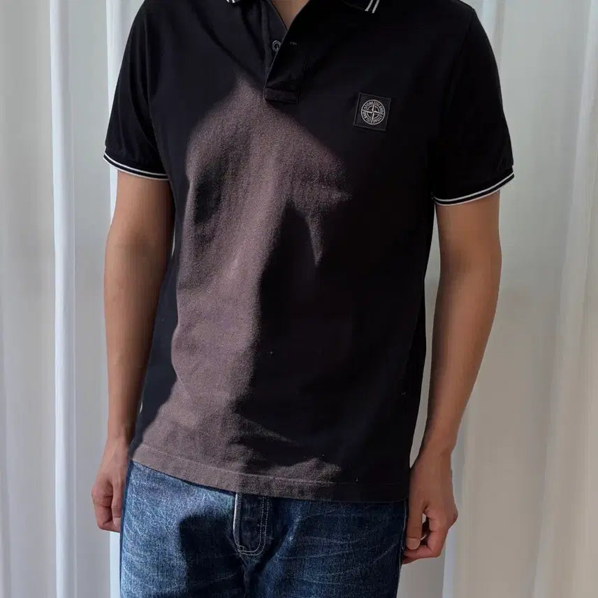 [BUNJANG] Stone Island Logo Patch Polo Shirt / 스톤아일랜드 카라티