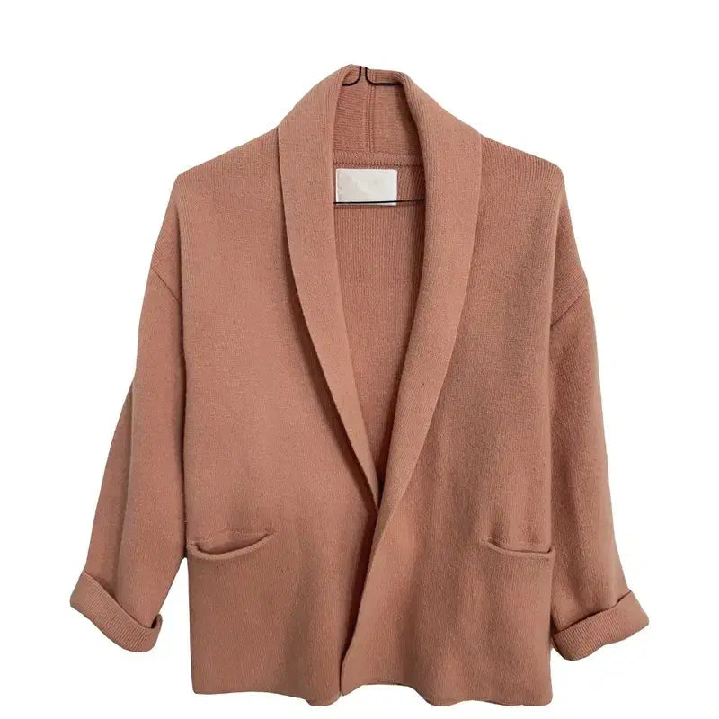 [BUNJANG] YUMER Natural Shawl Collar Open Fit Loose Knit Cardigan Pink [XL] / 유메르 내추럴 숄카라 오픈형 루즈핏 니트 가디건 핑크 [XL]