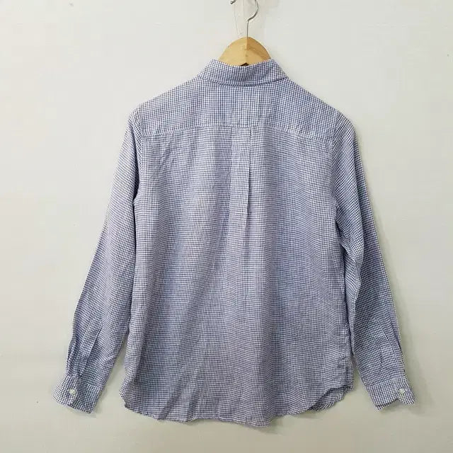 [BUNJANG] Uniqlo Linen 100% Check Shirt Purple / 유니클로 린넨 100% 체크 셔츠 퍼플