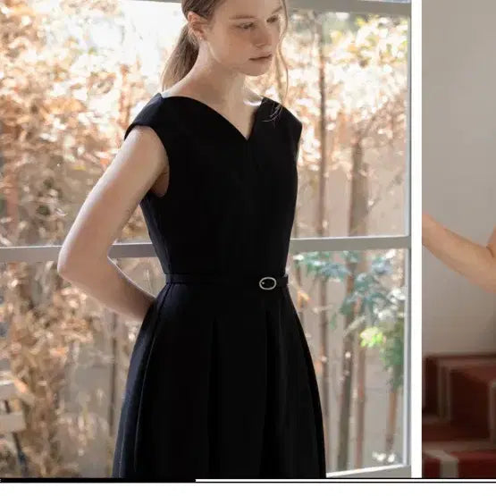 [BUNJANG] Lienlier Black V-Neck Midi Dress (Size S) / 구매가 199000 | 리앙리에 |Lienlier 블랙 원피스