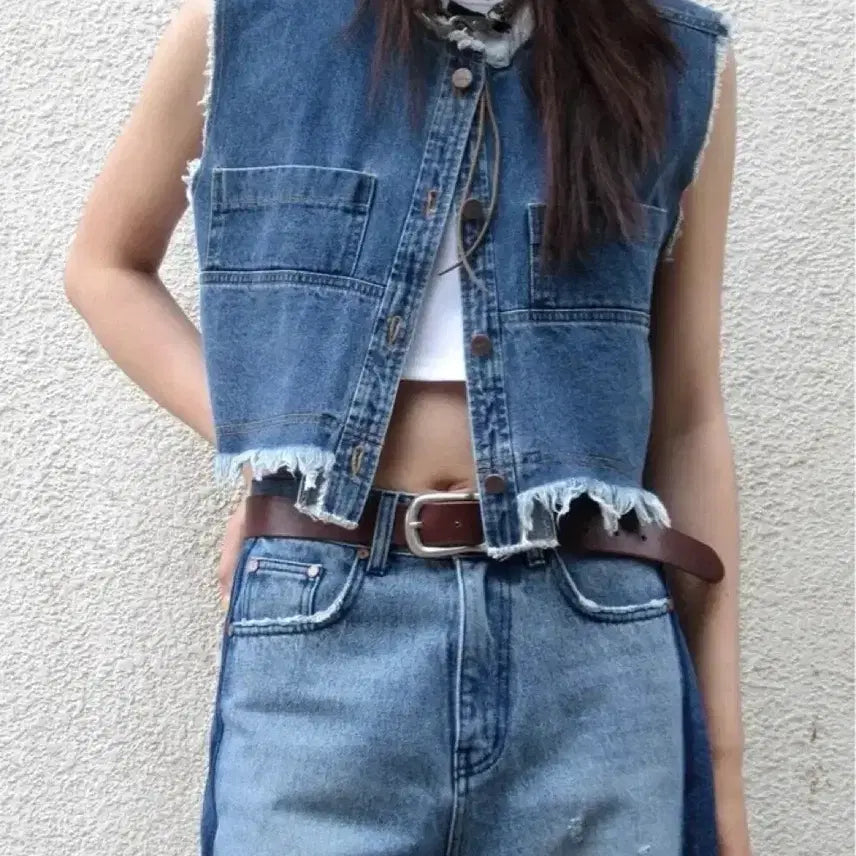 [BUNJANG] THEILMA Two-Tone Wash Damage Wide Denim Pants / 더일마 THEILMA 데미지 데님 팬츠 투톤 워싱 배색 청바지 와이드