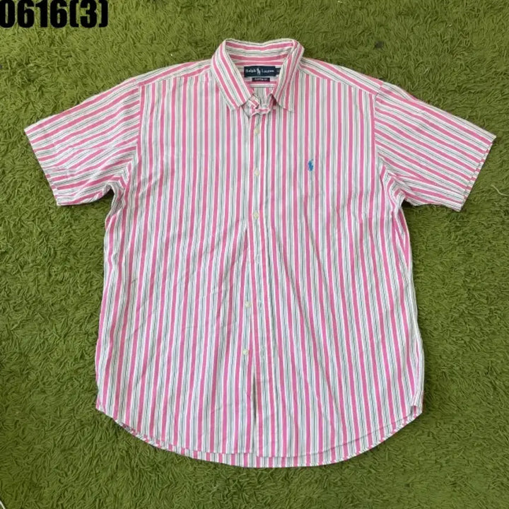 [BUNJANG] Polo Ralph Lauren Pink Stripe Short Sleeve Shirt XL / 폴로 랄프로렌 핑크 스트라이프 반팔 셔츠xl 0616