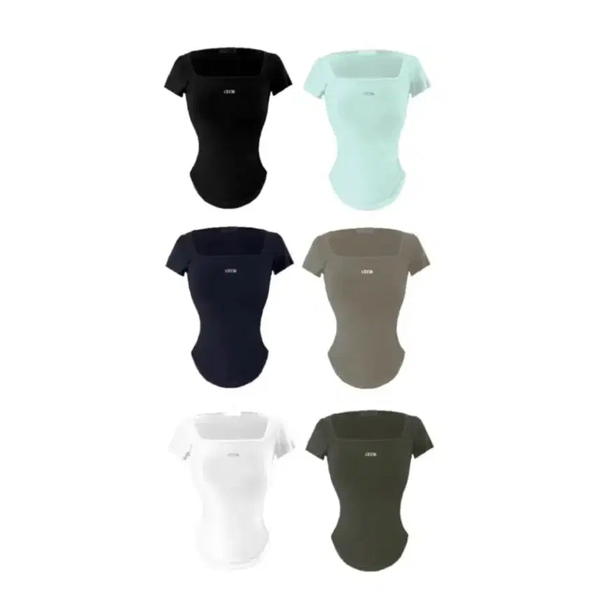 [BUNJANG] ODOR Square Neck Short Sleeve T-Shirt (White, Khaki) / 오도어 스퀘어넥 반팔티 (화이트, 카키 색상)