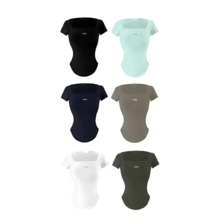 [BUNJANG] ODOR Square Neck Short Sleeve T-Shirt (White, Khaki) / 오도어 스퀘어넥 반팔티 (화이트, 카키 색상)
